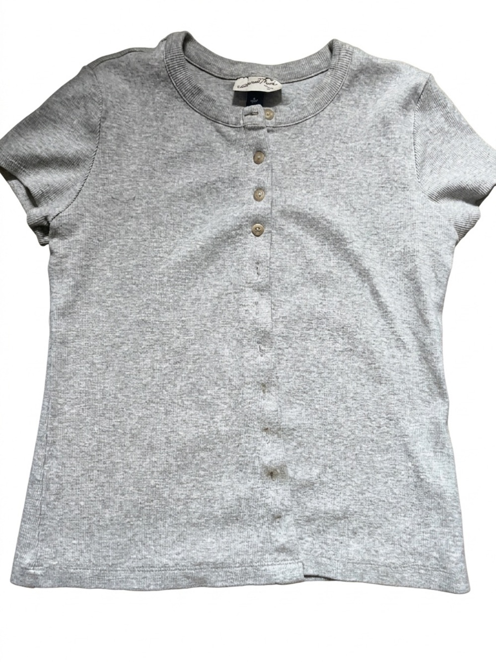 Universal Thread Light Gray Short-Sleeve Henley Tee
